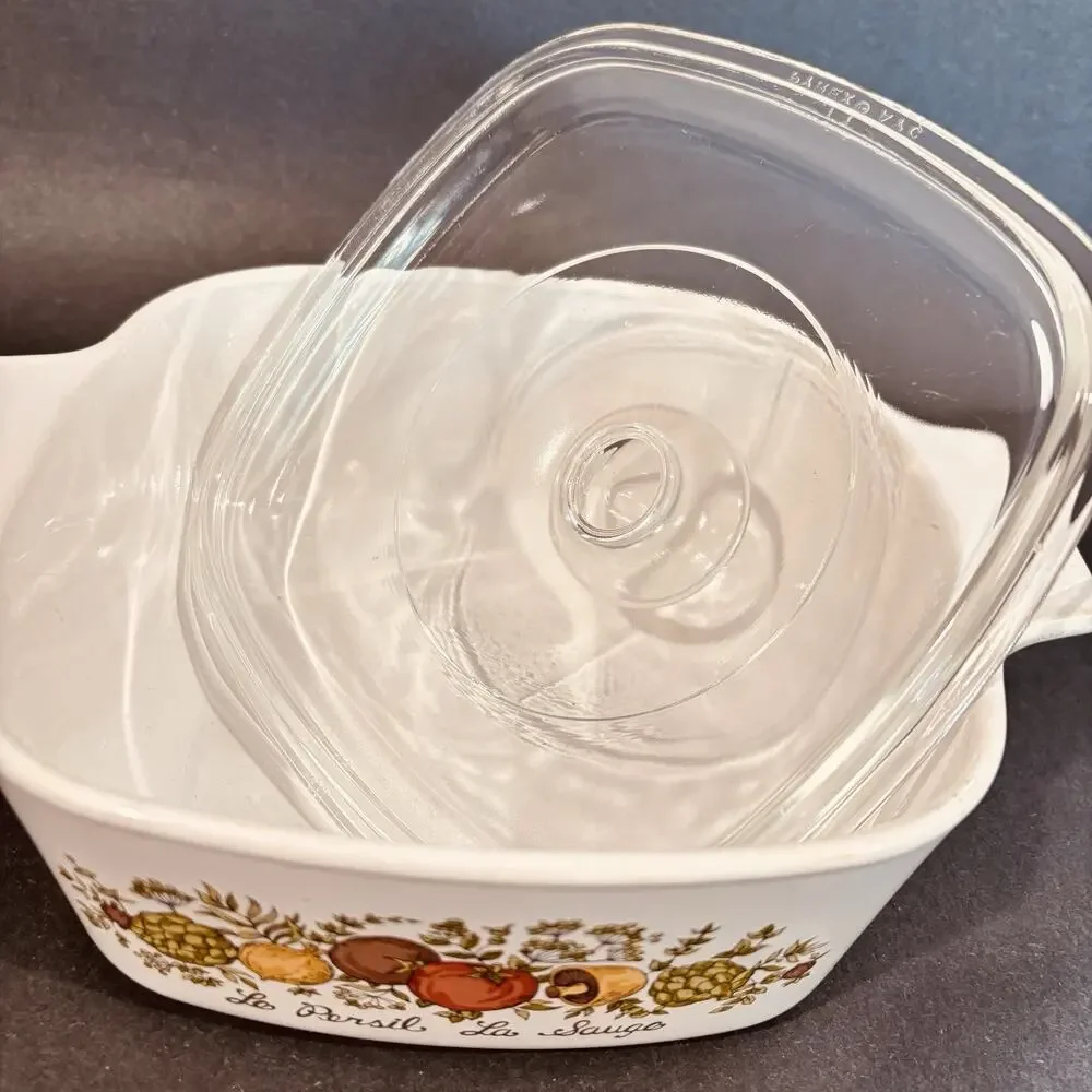Vintage Corning Ware Spice of Life Le Persil La Sauge 1 1/2 Qt pyrex Glass Lid